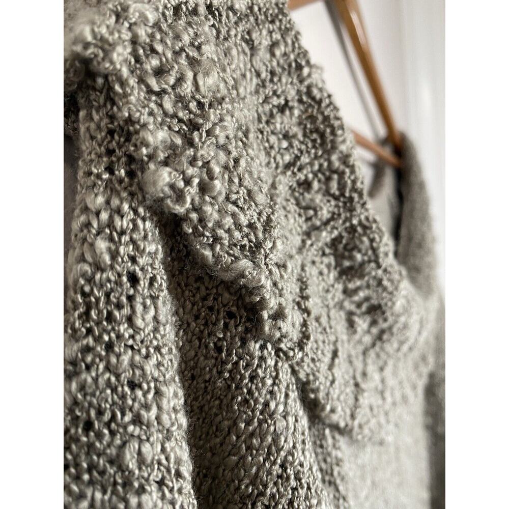 SAGA Sweater Gray Soft Popcorn Flutter Sleeve Raw Hem Lagenlook Boho Relaxed  L? - Picture 4 of 9